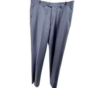 Santorelli Luxury Serge Virgin Wool Dress Pants 35 Medium Blue Made in‎ Italy